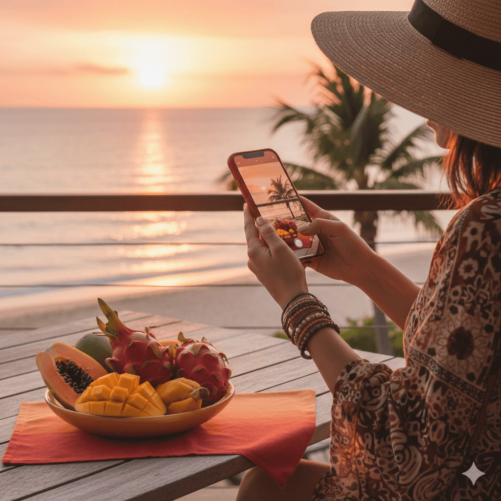 Content creator capturing moments