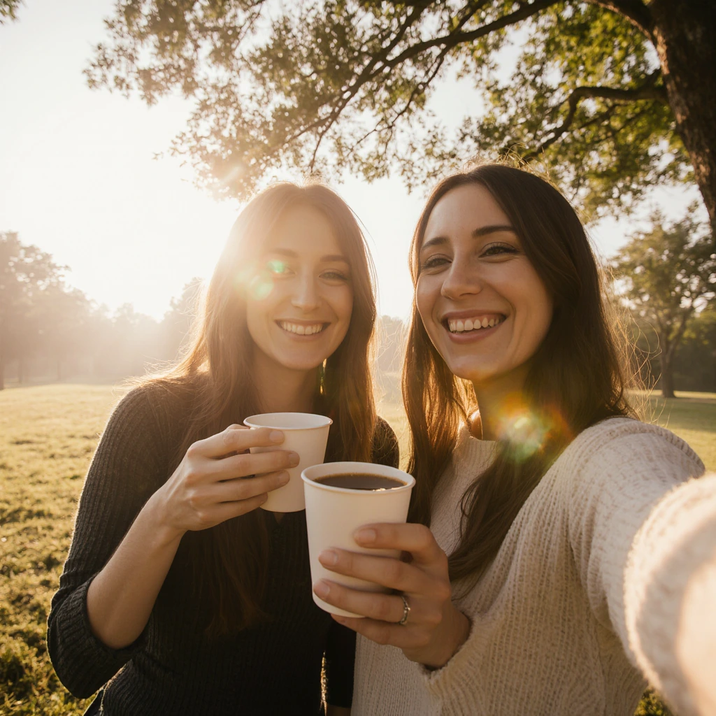 Started our morning with coffee and the most beautiful sunrise view from the park. The city was just waking up and everything felt so peaceful.
